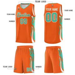 Orange Bright Green White Graffiti Side Curve Basketball Jersey Sets 5