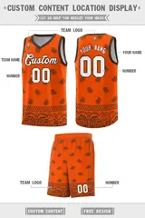 Orange Brown Cashew Pattern Basketball Jersey 12
