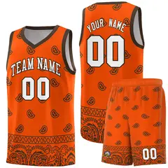 Orange Brown Cashew Pattern Basketball Jersey 15
