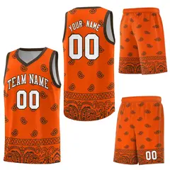 Orange Brown Cashew Pattern Basketball Jersey 20