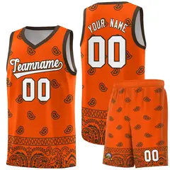 Orange Brown Cashew Pattern Basketball Jersey 22