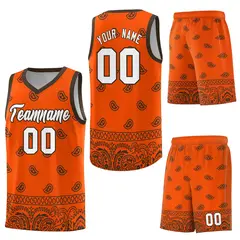 Orange Brown Cashew Pattern Basketball Jersey 34