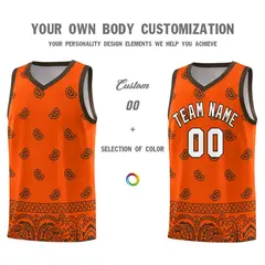 Orange Brown Cashew Pattern Basketball Jersey 38