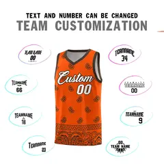 Orange Brown Cashew Pattern Basketball Jersey 4
