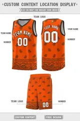 Orange Brown Cashew Pattern Basketball Jersey 40