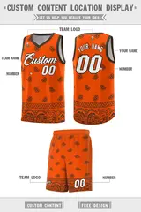 Orange Brown Cashew Pattern Basketball Jersey 5