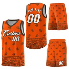 Orange Brown Cashew Pattern Basketball Jersey 6