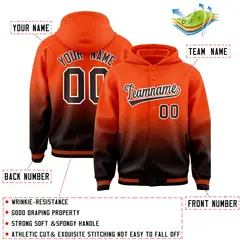 Orange Brown Gradient Letterman Varsity Jacket Hoodie 4