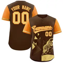 Orange Brown Raptor Series Raglan Baseball Jersey