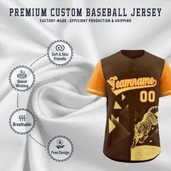 Orange Brown Raptor Series Raglan Baseball Jersey 3