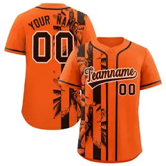 Orange Brown Split Coconut Tree Baseball Jersey 1