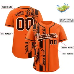 Orange Brown Split Coconut Tree Baseball Jersey 2