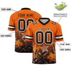 Orange Brown Star Gradient Flag Football Jersey 2