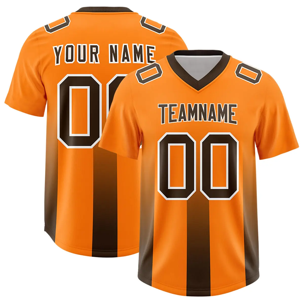 Orange Brown Vertical Gradient Stripe Team Football Jersey
