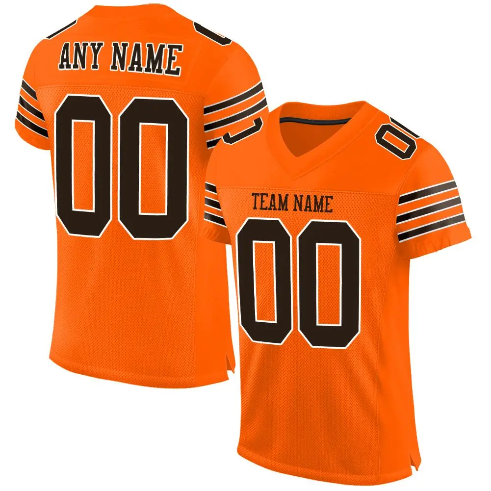 Orange Brown-White Mesh Football Jersey