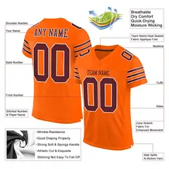 Orange Burgundy-White Mesh Football Jersey 2