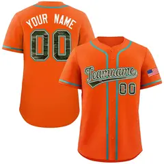 Orange Camo Font Authentic Baseball Jersey