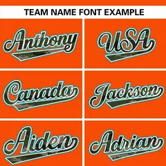 Orange Camo Font Authentic Baseball Jersey 3