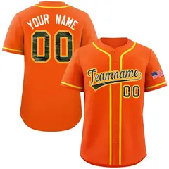Orange Camo Font Authentic Baseball Jersey 1