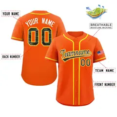 Orange Camo Font Authentic Baseball Jersey 2