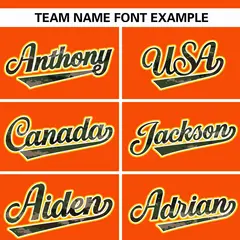 Orange Camo Font Authentic Baseball Jersey 3