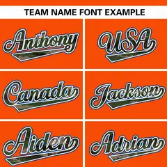 Orange Camo Font Authentic Baseball Jersey 3