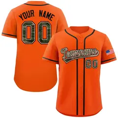 Orange Camo Font Authentic Baseball Jersey 1