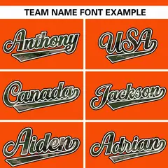Orange Camo Font Authentic Baseball Jersey 3