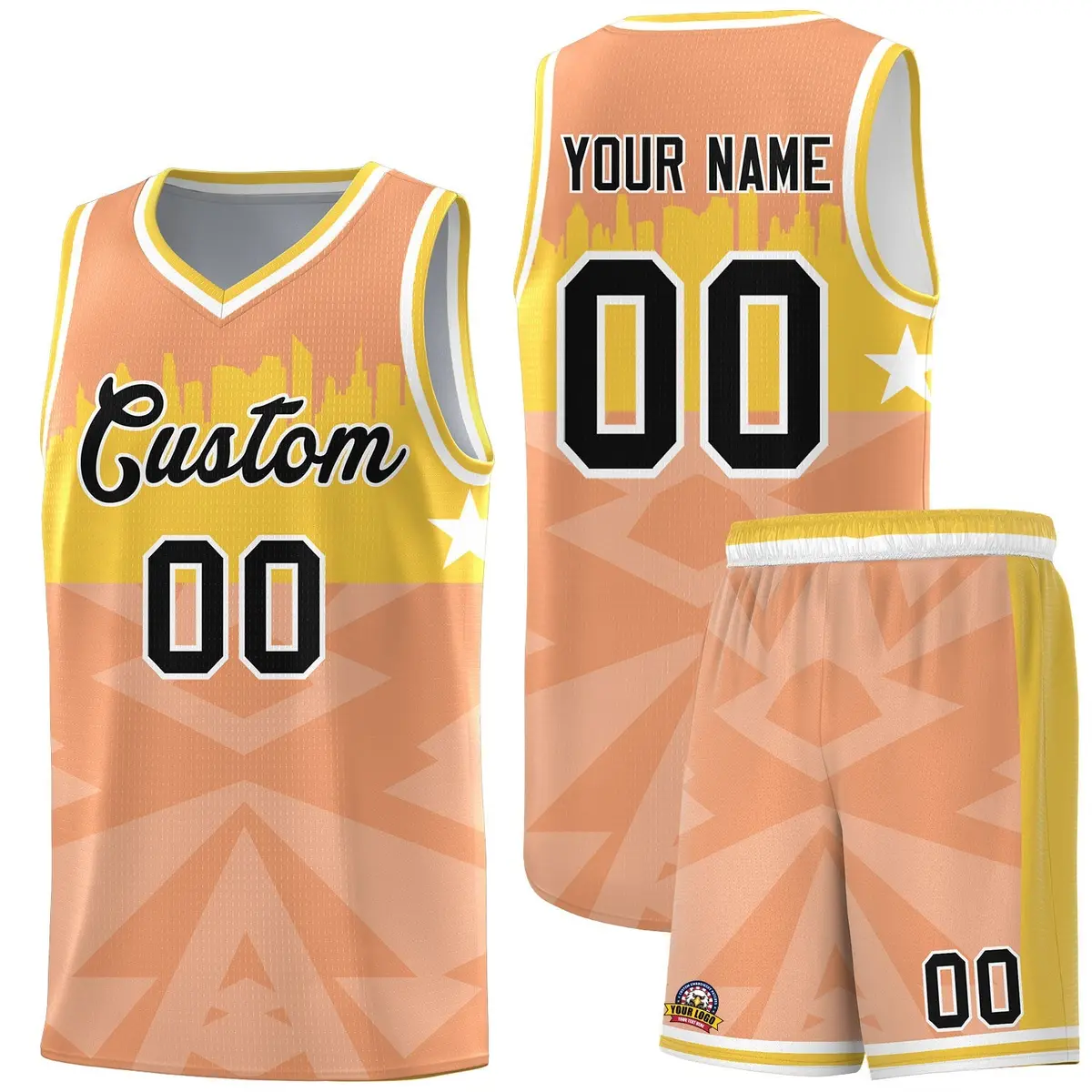 Orange City Silhouette Pattern Basketball Uniform Jersey