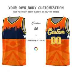 Orange City Silhouette Pattern Basketball Uniform Jersey 3