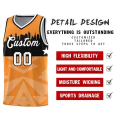 Orange City Silhouette Pattern Basketball Uniform Jersey 2