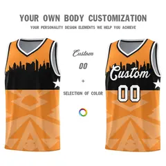 Orange City Silhouette Pattern Basketball Uniform Jersey 3