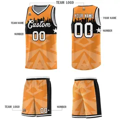 Orange City Silhouette Pattern Basketball Uniform Jersey 5
