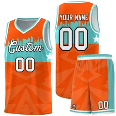 Orange City Silhouette Pattern Basketball Uniform Jersey 1