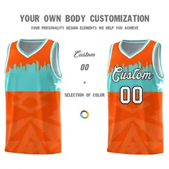 Orange City Silhouette Pattern Basketball Uniform Jersey 3