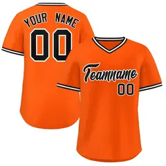 Orange Classic V-Neck Pullover Baseball Jersey