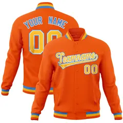 Orange Classic Varsity Full-Snap Letterman Baseball Jacket 1