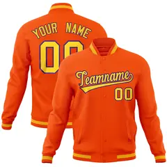 Orange Classic Varsity Full-Snap Letterman Baseball Jacket 1