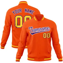 Orange Classic Varsity Full-Snap Letterman Baseball Jacket 1