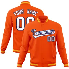 Orange Classic Varsity Full-Snap Letterman Baseball Jacket 1