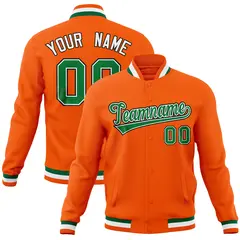 Orange Classic Varsity Full-Snap Letterman Baseball Jacket 1