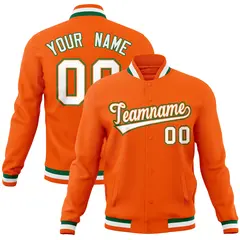 Orange Classic Varsity Full-Snap Letterman Baseball Jacket 1