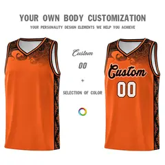 Orange Cloud Pattern Sports Uniform Basketball Jersey Set 3