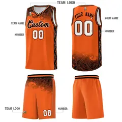 Orange Cloud Pattern Sports Uniform Basketball Jersey Set 5