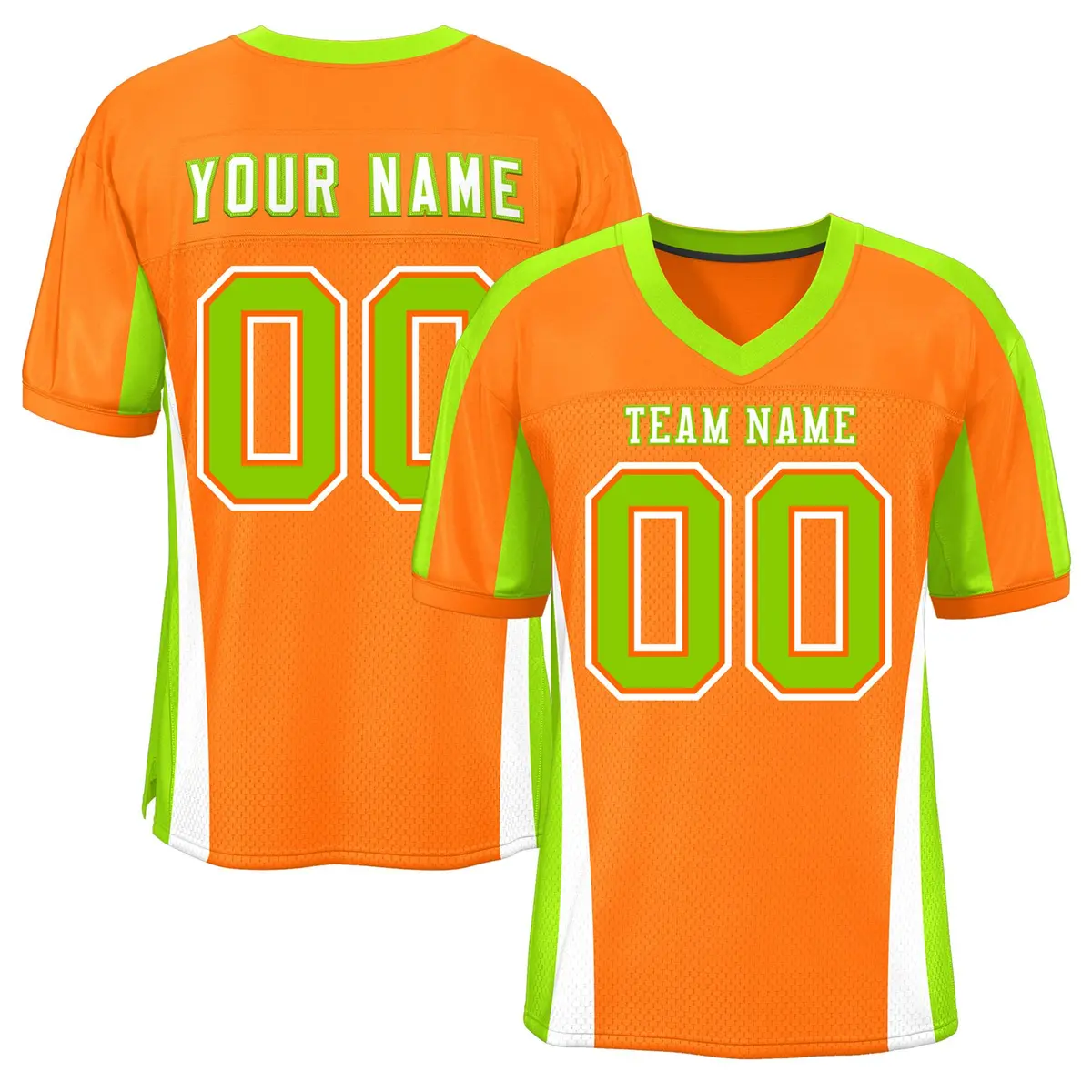 Orange Color Block Mesh Authentic Football Jersey