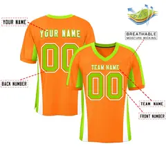 Orange Color Block Mesh Authentic Football Jersey 2