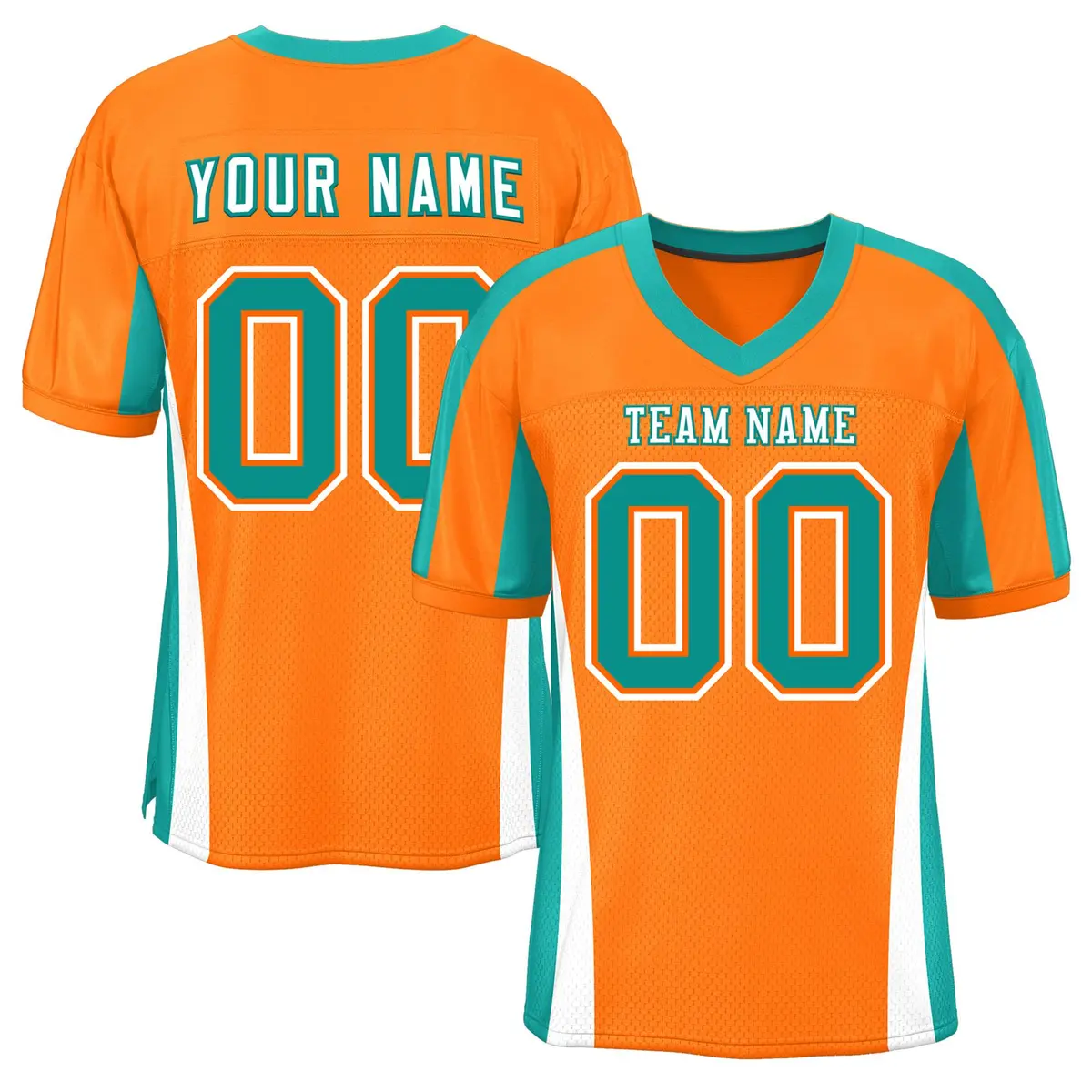Orange Color Block Mesh Authentic Football Jersey