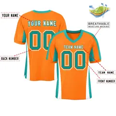 Orange Color Block Mesh Authentic Football Jersey 2
