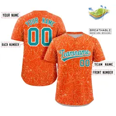 Orange Cream Graffiti Line Art Authentic Baseball Jersey 2