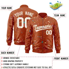 Orange Cream Splash Graffiti Varsity Full-Zip Letterman Jacket 2